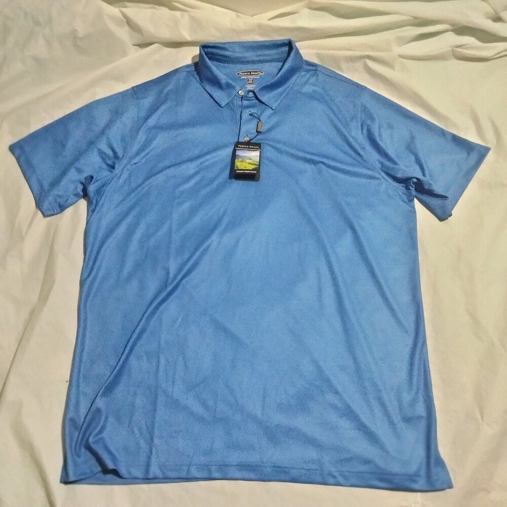 Pebble Beach Performance Golf Men's Size XXL, XL Polo Shirt Blue Short Sleeve